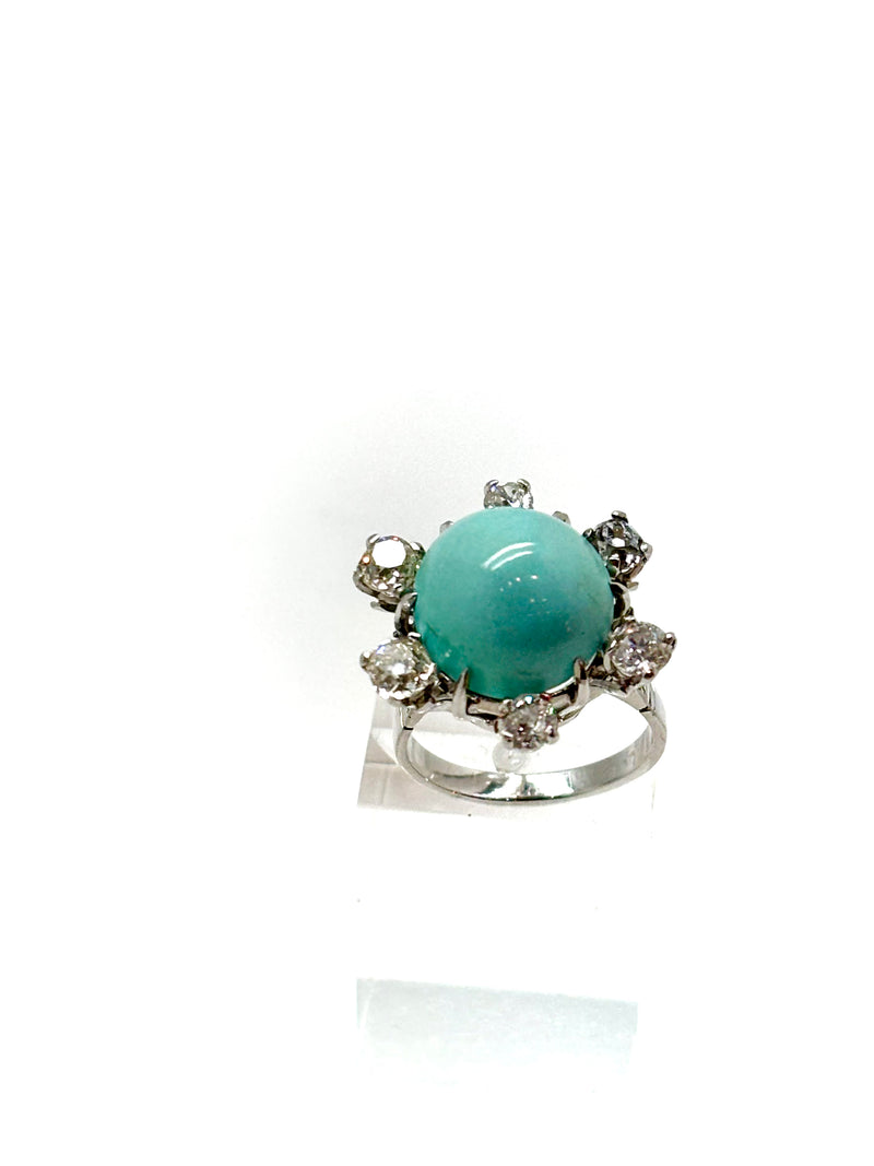 BAGUE ANCIENNE  TURQUOISE DIAMANTS