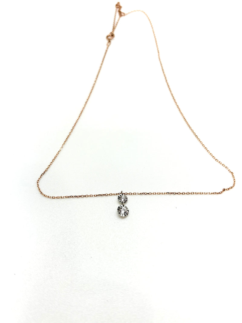 COLLIER LA BRUNE ET LA BLONDE 360° OR ROSE 0,15CT