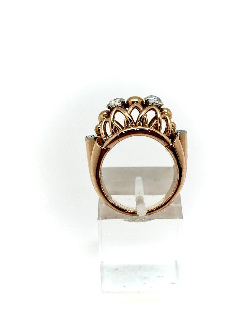 BAGUE ART DECO OR ROSE DIAMANTS