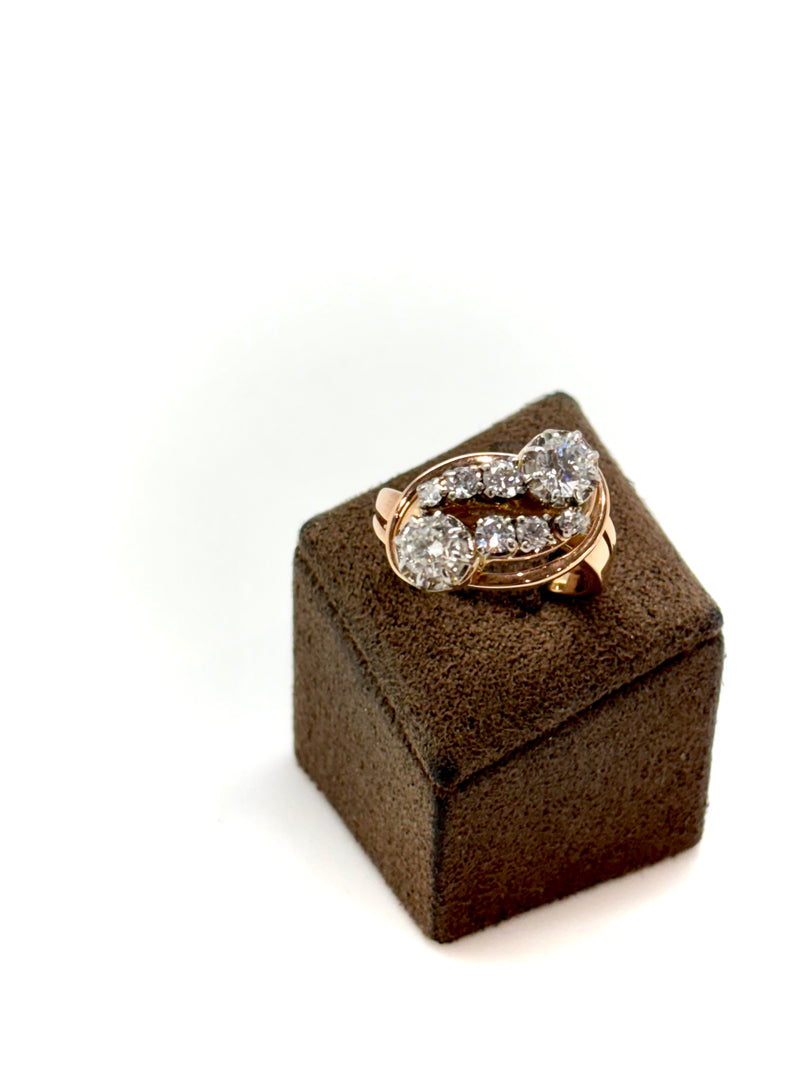BAGUE ART DECO OR ROSE DIAMANTS