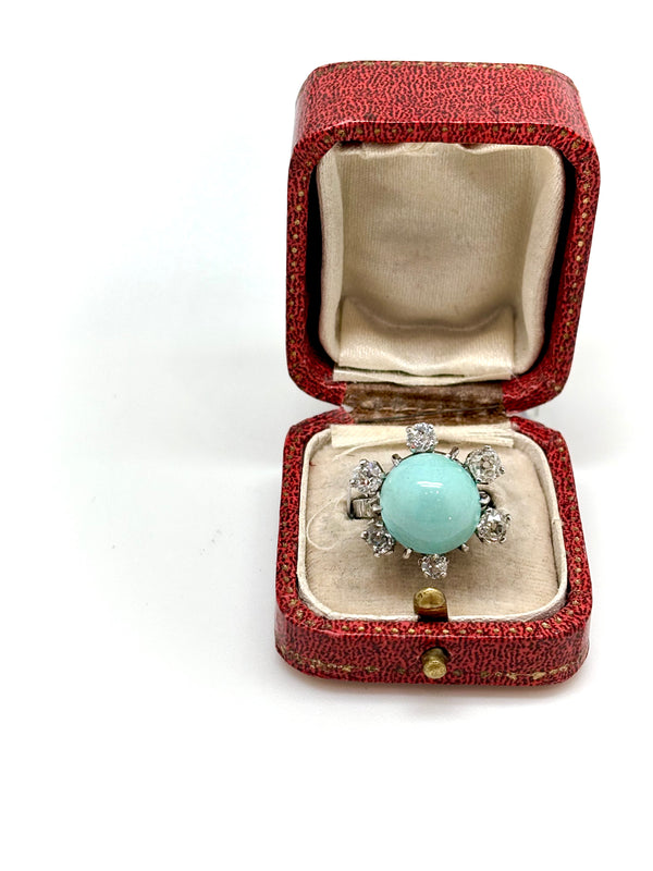 BAGUE ANCIENNE  TURQUOISE DIAMANTS