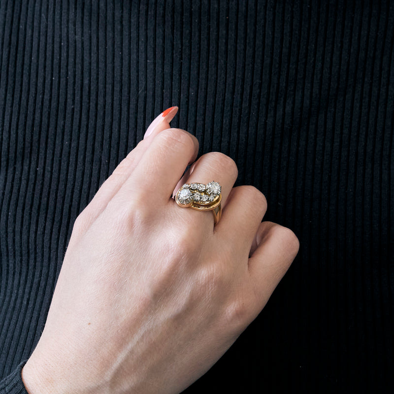 BAGUE ART DECO OR ROSE DIAMANTS