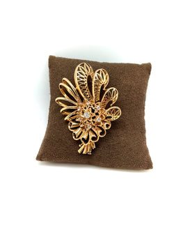 BROCHE OR ROSE DIAMANTS