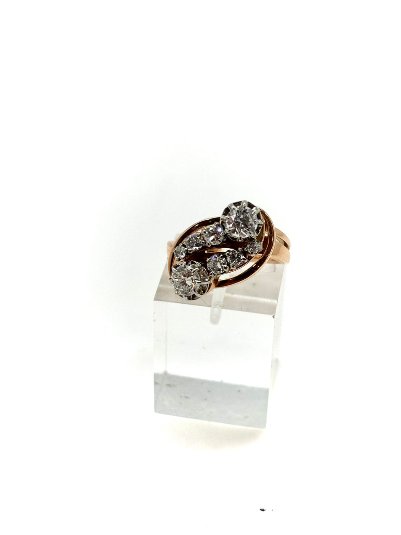 BAGUE ART DECO OR ROSE DIAMANTS