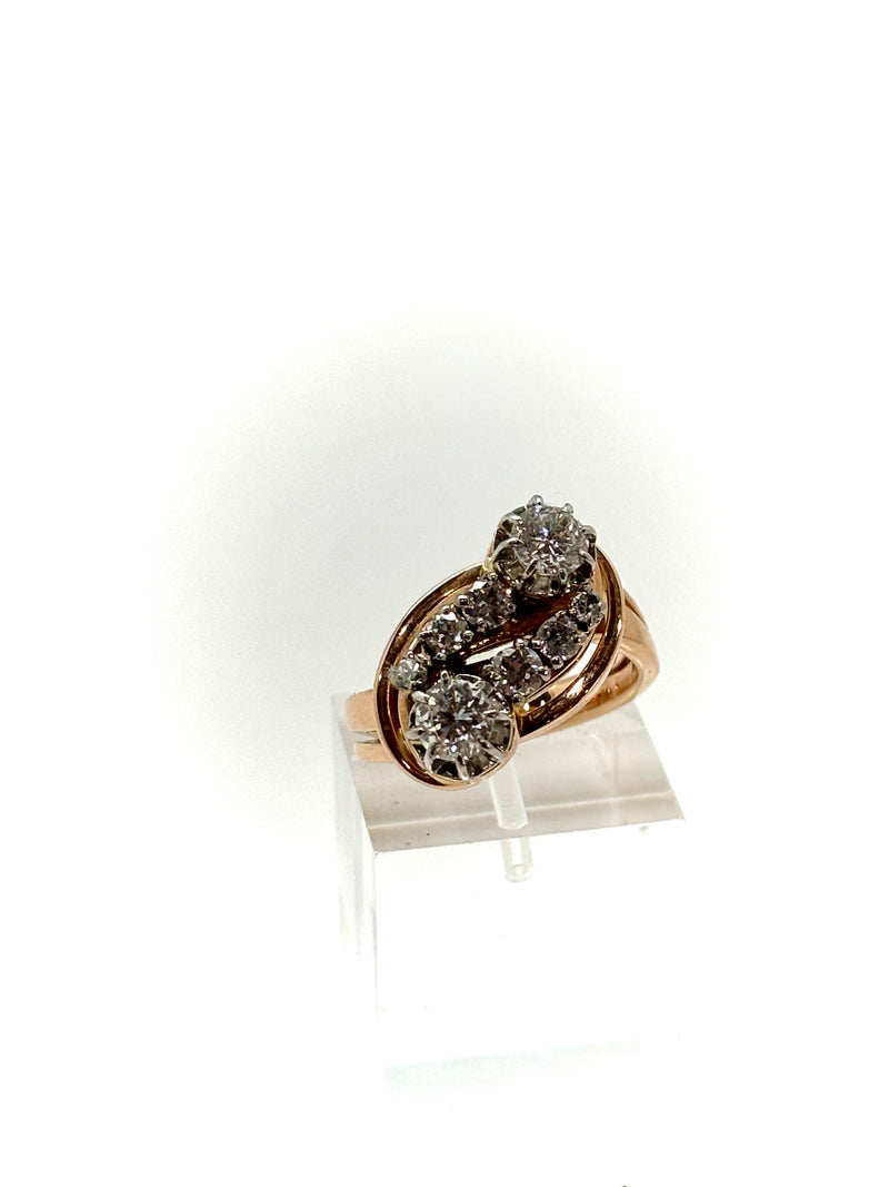 BAGUE ART DECO OR ROSE DIAMANTS