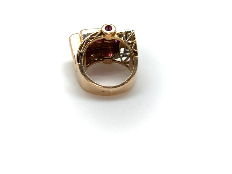 BAGUE ART DECO RUBIS DIAMANTS