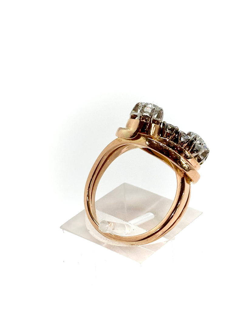 BAGUE ART DECO OR ROSE DIAMANTS