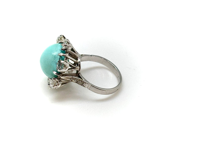 BAGUE ANCIENNE  TURQUOISE DIAMANTS