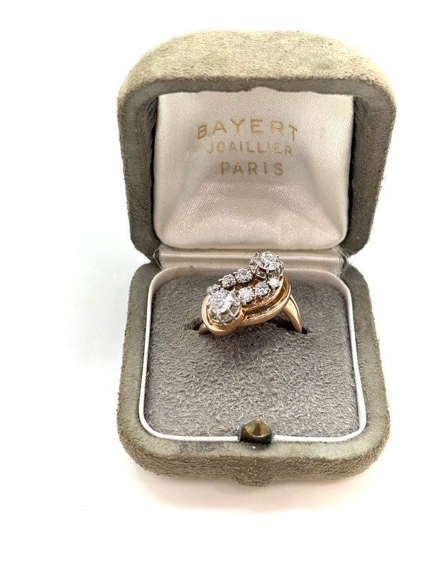 BAGUE ART DECO OR ROSE DIAMANTS
