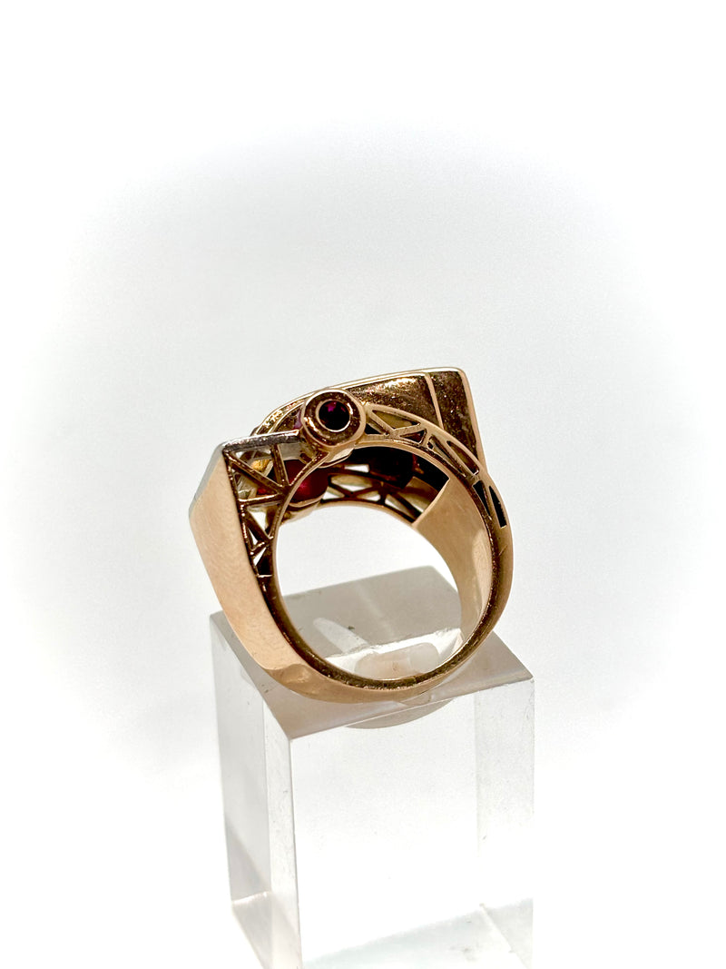 BAGUE ART DECO RUBIS DIAMANTS