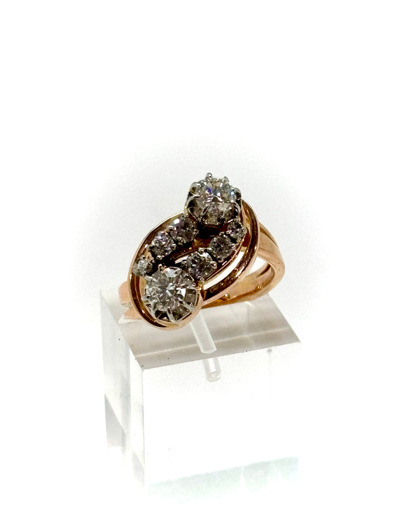 BAGUE ART DECO OR ROSE DIAMANTS
