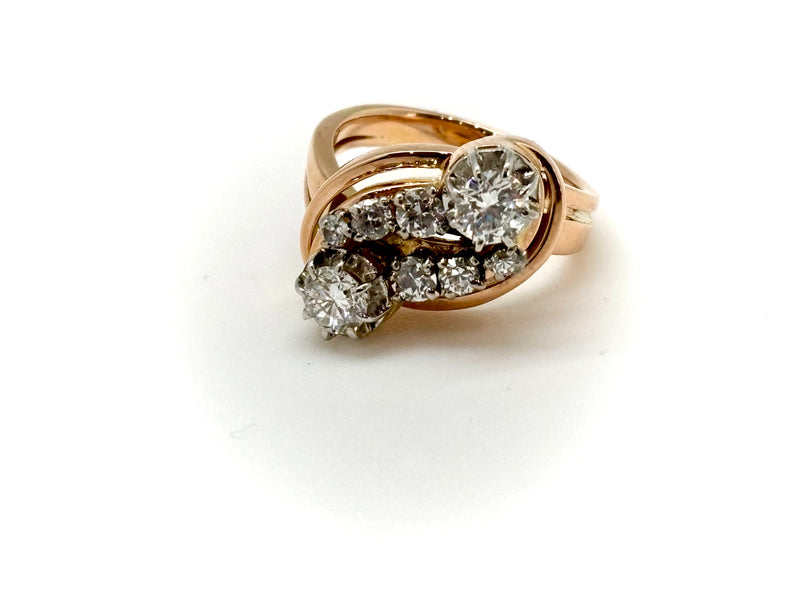 BAGUE ART DECO OR ROSE DIAMANTS