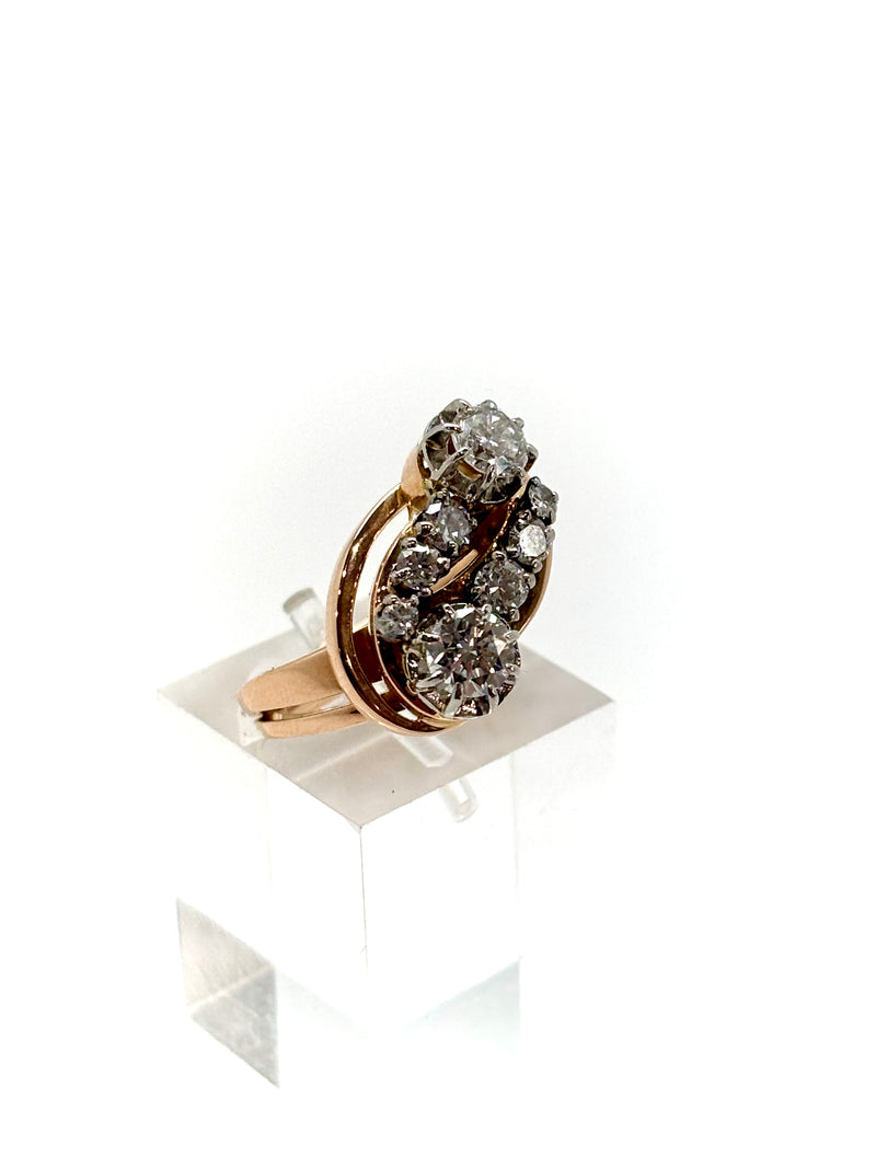 BAGUE ART DECO OR ROSE DIAMANTS