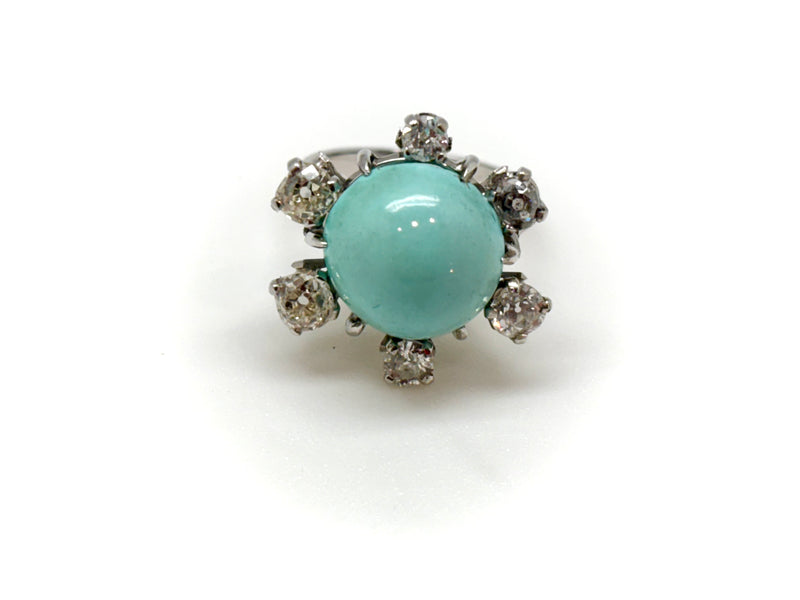 BAGUE ANCIENNE  TURQUOISE DIAMANTS