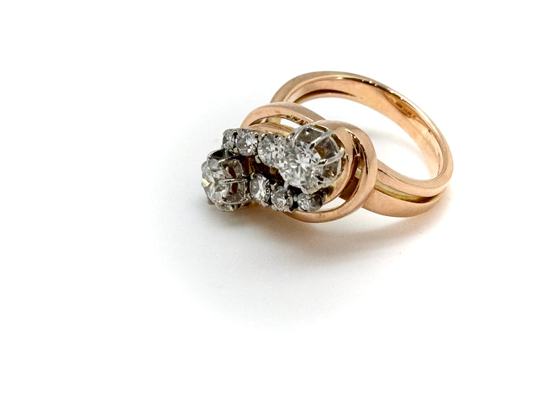 BAGUE ART DECO OR ROSE DIAMANTS