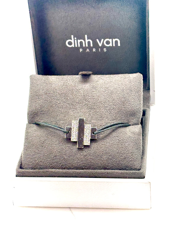 BRACELET DINH VAN CORDON OR BLANC DIAMANTS