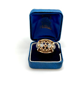 BAGUE ART DECO OR ROSE DIAMANTS