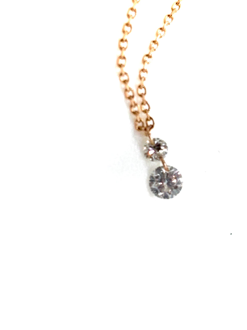 COLLIER LA BRUNE ET LA BLONDE 360° or rose 0,22ct