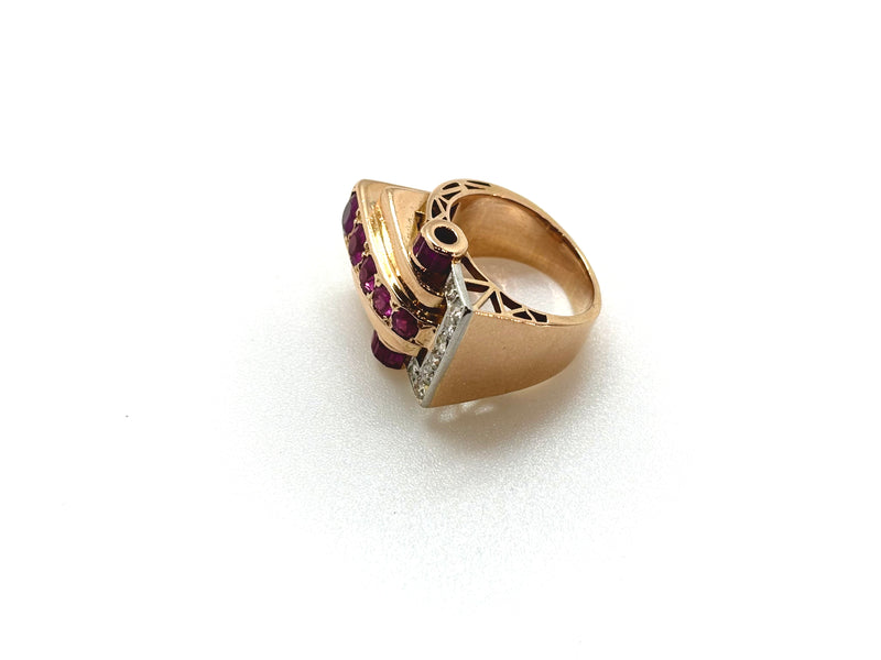 BAGUE ART DECO RUBIS DIAMANTS