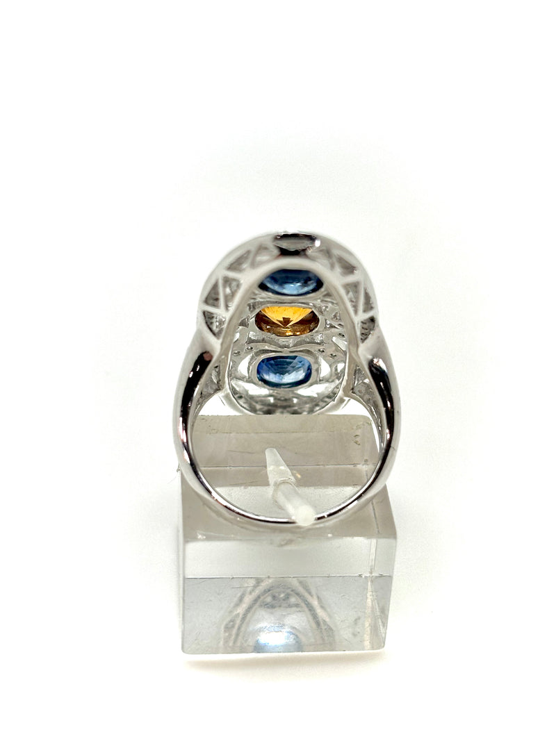 BAGUE MARQUISE DIAMANTS SAPHIRS