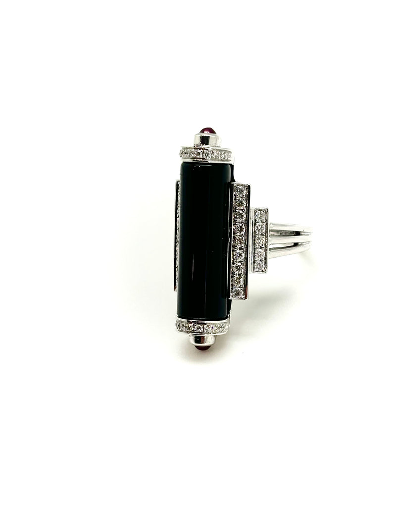 BAGUE ART DECO ONYX DIAMANTS