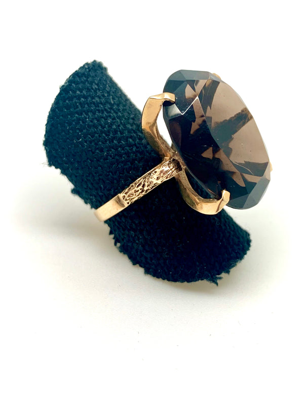 BAGUE QUARTZ FUME OVALE
