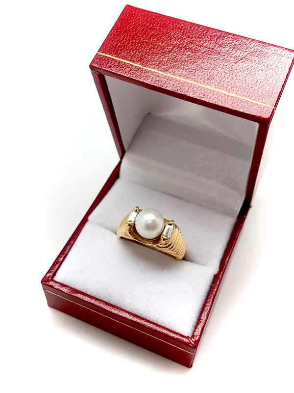bague perle diamants