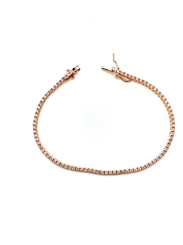 Bracelet ligne diamants or rose