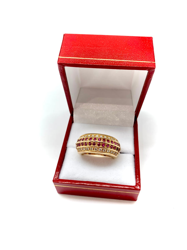 bague Boule rubis diamants