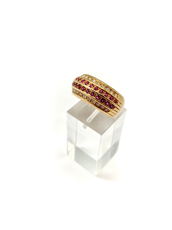 bague Boule rubis diamants